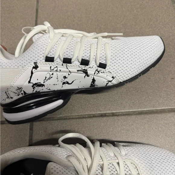 Puma Mesh White and Black Athletic Shoes - Picture 2 of 3